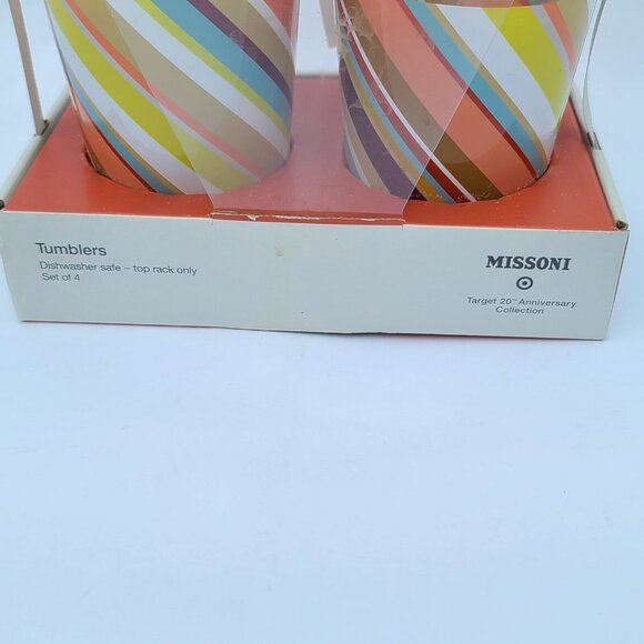Missoni Target Embossed Highball Plastic Tumblers Set of 4 Retro Striped NEW - Picture 3 of 4